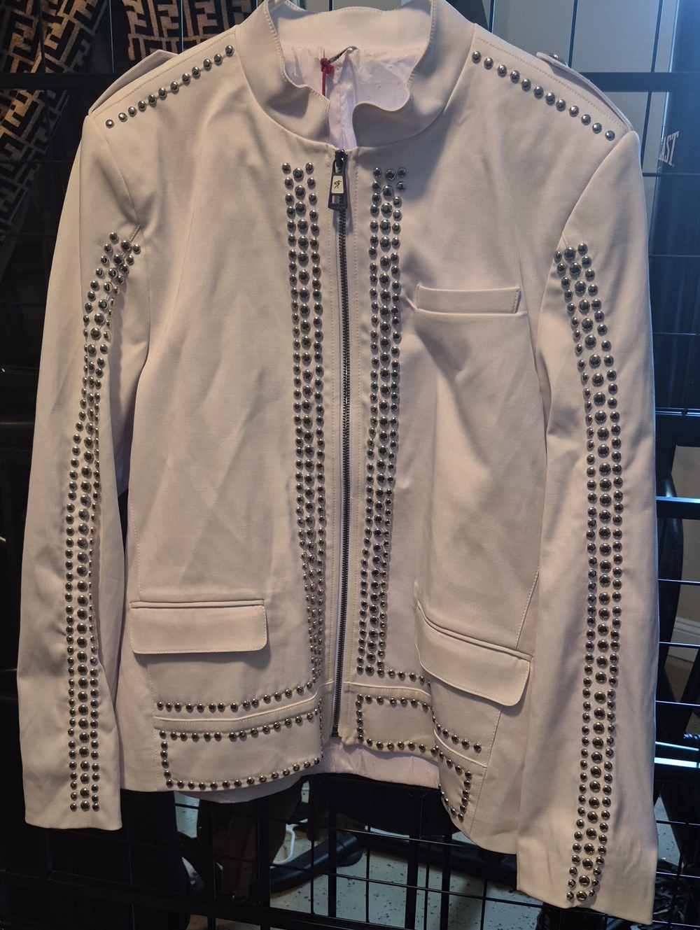 Studded Light Pink Men Zip-Front Jacket